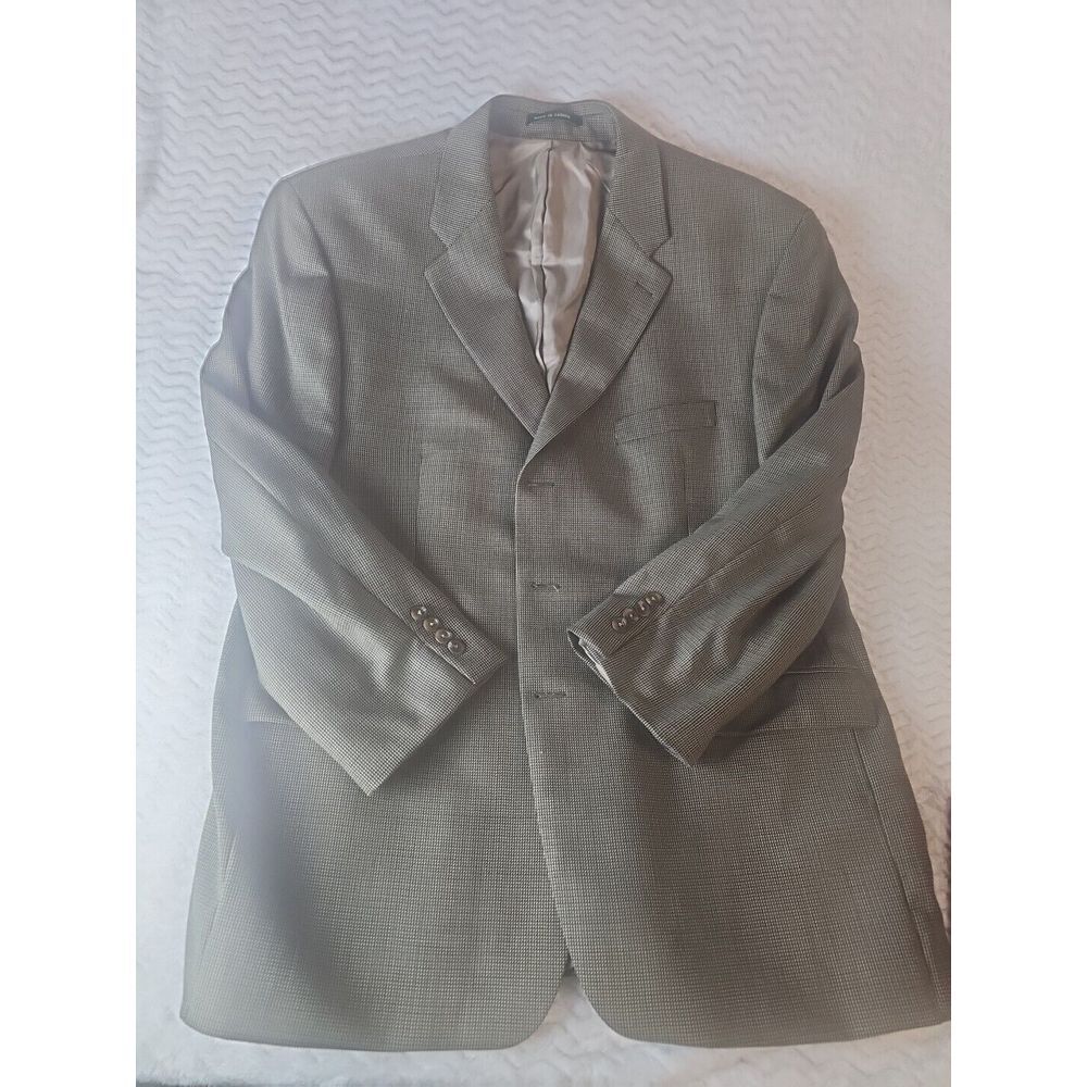 Lauren Ralph Lauren Men's Brown Houndstooth Wool Sport Coat Blazer Sz 48 R